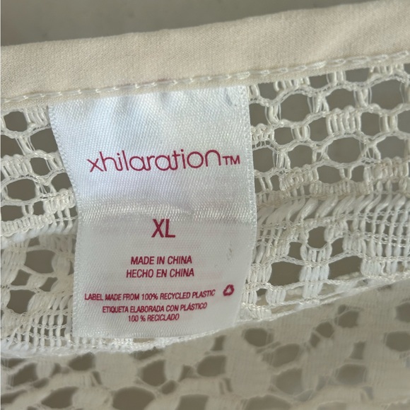 Xhilaration Womens XL Cream Crotchet Lace Cover-Up Boho Top Mesh Beachy Swim - Picture 6 of 11